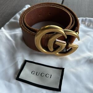 Gucci double GG Marmot wide leather belt